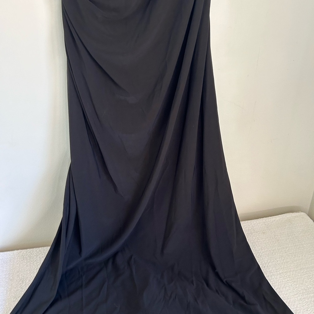 R & M Richards Black One Shoulder Dress with Lace Detail - Picture 6 of 9